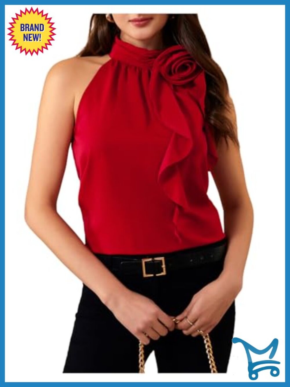 Floral Halter Top Sleeveless Dressy Casual Button Back Blouse